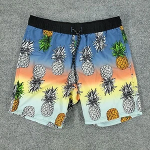 Valor Shorts Men Large Blue Pineapple Graphic Drawstring Pockets Logo 33x7 Adult - Picture 1 of 14
