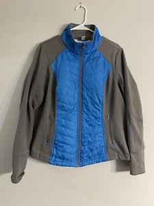 EXERTEK Womens Size PM Petite Lightweight Full zip Jacket Black Blue - Picture 1 of 11