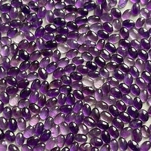 Natural Oval Purple Amethyst Loose Cabochon Wire Wrapped Gemstone 4x6 mm - Picture 1 of 5