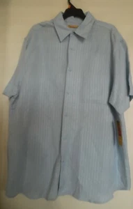 Camisa Hawaiana Cubavera Para Hombre Talla XL Manga Corta Botón Delantero Azul - Imagen 1 de 3