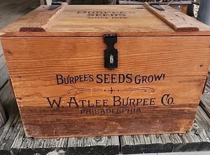 Vintage Rare Burpees seeds Philadelphia wooden box crate lockable 18x15x12 - Picture 1 of 8