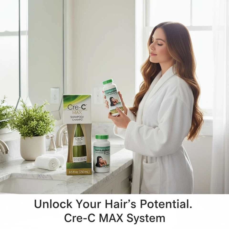 Champú Cre-C Max + 2 Capilar Max Anti-Andrógeno Plus Control Biotina Cabello Foto 1 de 4