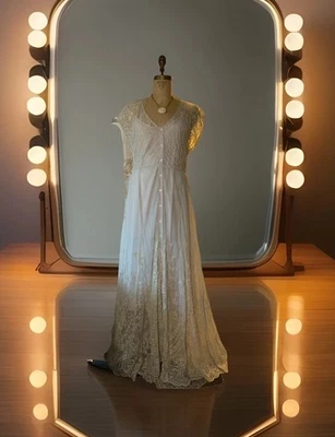 4 Love and Liberty Johnny Was Sleeveless Maxi Dress With Silk Slip Ivory - Image 1 of 4