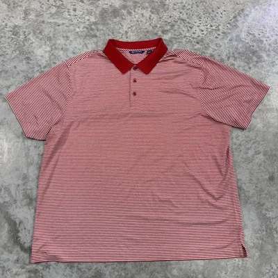 Cutter & Buck Polo Shirt Mens 3XL Red White Striped Performance Golf Casual - Image 1 of 4