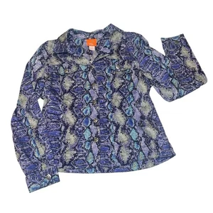 Hearts Of Palm Multi-Color Snake Print Button Front Lightweight Jacket Sz 14 - Picture 1 of 9