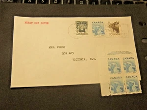 1955 Canada FDC - Polar Bear - and MH Block of Stamps - Picture 1 of 3