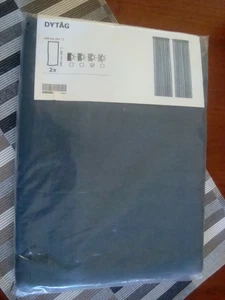 Ikea 100% LINEN Pair of Curtains 57 x 98 " Lin Panels in Rustic Classic Blue NEW - Picture 1 of 12