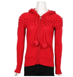 Red 'Im Slipping Under" Hoodie Alannah Hill Lamb Wool Cashmere Angora Size 10 - Picture 1 of 13