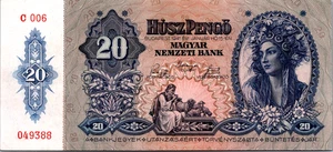 Hungary 20 Pengo 1941 UNC Pick 109 - Picture 1 of 3