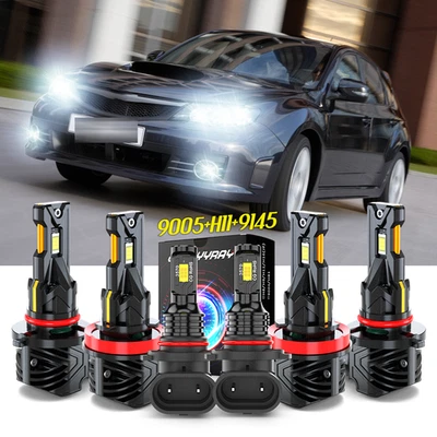 For Subaru Impreza 2008 2009 2010 2011 6pc LED Headlight Hi/Lo + Fog Light Bulbs - Image 1 of 4