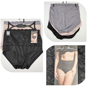 MARILYN MONROE 3 Pack Women's L Plus 1X 2X Lace SHAPING BRIEFS Gray Beige Black - Picture 1 of 6