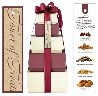 Festive Tower of Treats Hamper Gift Set Mixed Fudge Biscuits Chocs 2.2kg Xmas UK - Image 1 of 4
