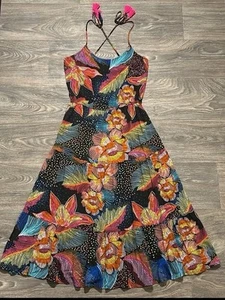 Vestido de crepé La Blanca mediano iluminado por el sol Soiree baño traje cubierta boho floral - Imagen 1 de 12