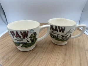 MCM Vintage MAW & PAW Come Git Yer Coffee Ceramic Coffe's Ready Mugs Cups Set - Picture 1 of 5