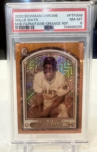 Willie Mays 2020 Bowman Chrome Farm To Fame Orange Refractor Card /25 PSA 8 ๐ฅ - Picture 1 of 3