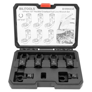 Flex Head Crows Foot Line Wrench Set, 3/8" & 1/2" Drive Flex Flare Nut Wrench... - Afbeelding 1 van 6