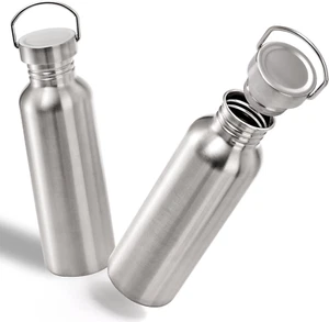 2 Pack Stainless Steel Sports Water Bottles 26OZ Single Walled 18/8 Stainless - Picture 1 of 1