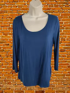 WOMENS JAEGER SIZE MEDIUM M NAVY SCOOP NECK LONG SLEEVE CASUAL T SHIRT TEE TOP - Picture 1 of 5