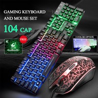 Wired Gaming Keyboard and Mouse LED Rainbow Backlit Mechanical For PC Laptop