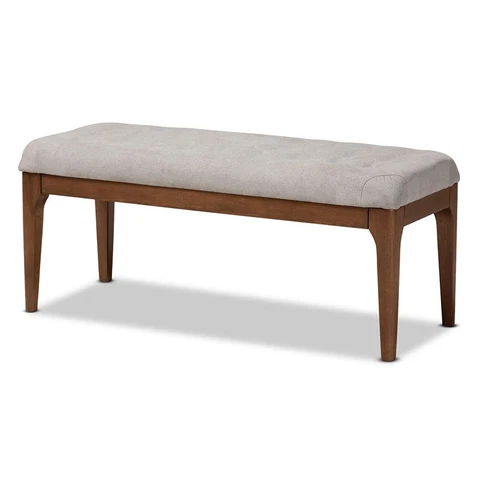 Baxton Studio Walsh Grey and Walnut Brown Finished Wood Dining Bench Cover