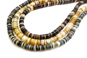 Natural Graduated Pen Shell Heishi Beads Earthy Tones 5mm 6mm Disc Beads RD02 - Picture 1 of 10