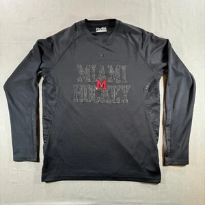 Under Armour Miami RedHawks Long Sleeve T Shirt Mens Small Black Of Ohio Hockey - Picture 1 of 8