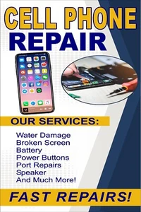Cell Phone Repair screen battery port repair Advertising Poster Sign 24"x36" - Picture 1 of 3