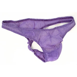 Tanga sexy para hombre K039 malla en C-thru con hilo metálico transparente - Imagen 1 de 5