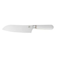 Beautiful Kitchenware Signature Santoku Steel 7" Knife Cutlery w/ white handle..