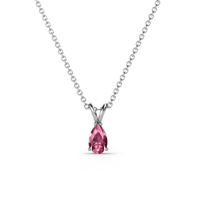 Pear Cut Pink Tourmaline 1/4 ct Pendant Necklace 14K Gold 16 " Chain JP:218385 - Image 1 of 1
