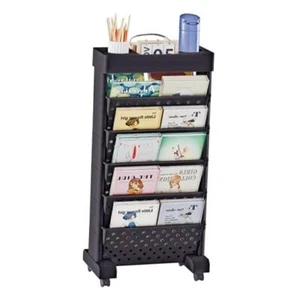 6-Tier Movable Bookshelf Cart, Rolling File Storage Paper Organizer Mobile - Picture 1 of 8