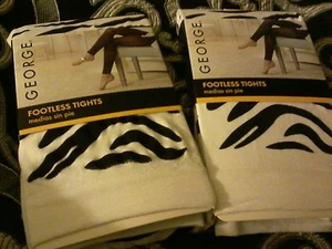 2-Womens George Footless Tights - Size 2 White Zebra - Brand New - Picture 1 of 1