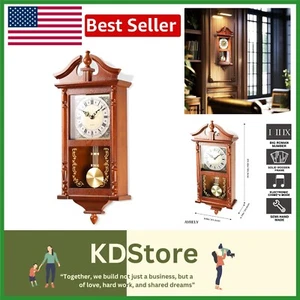 Elegant 25-Inch Vintage Pendulum Wall Clock with Musical Chimes - Home Accent - Picture 1 of 9