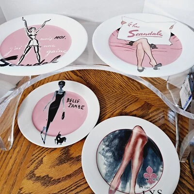 Platos De Colección Retro Rosa Francés 4 Diseños 8"" Por Rosanna Cocina Femenina Foto 1 de 4