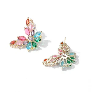 Exquisitos pendientes de cristal de circón brillante en forma de mariposa 21x29 mm - Imagen 1 de 7