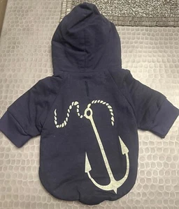 Romy And Jacob Navy Seersucker Dog Jacket Stocky XS - Picture 1 of 4