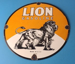 Vintage Lion Gasoline Porcelain Sign - Gas Pump Sign - Picture 1 of 15