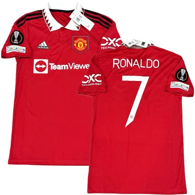 Camiseta local 2022/23 Manchester United Europa League #7 Ronaldo pequeña kit Aldidas Foto 1 de 4