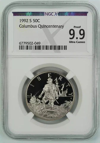 1992 S PROOF COLUMBUS QUINCENTENARY HALF DOLLAR 50C NGCX 9.9 ULTRA CAM (049) Cover