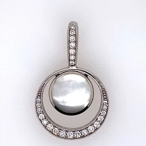 Kabana MOP Diamond 14K White Gold Circle Pendant DG7076969 - Picture 1 of 4