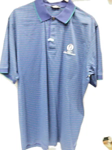 The Open Polo Shirt Men's L Blue Short Sleeve Filo Di Scozia Italy Embroidered - Picture 1 of 15
