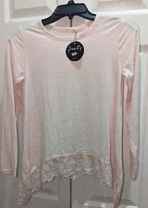 NWT,Poof Girl, Light Pink, Lightweight, Lace Bottom Handkerchief Top-Girls XL - Picture 1 of 5