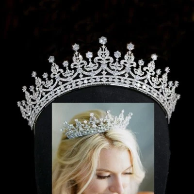 Coronas de diademas nupciales de circón cúbico de princesa europea tocados de boda de cristal  Foto 1 de 4