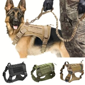 Military Tactical Dog Harness with Handle No-pull Metal Dog Vest UK Working Dog - Picture 1 of 15