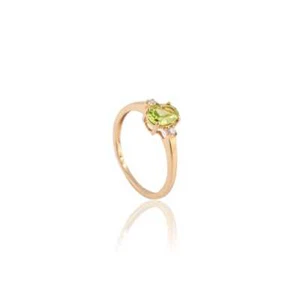0.70 Ct Peridot & Lab Grown Diamond Solitaire Ring 10k Solid Yellow Gold - Picture 1 of 6