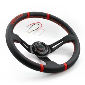 Plato profundo negro 350 mm cuero real carreras a la deriva todoterreno volante deportivo - Imagen 1 de 9