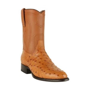 Los Altos HONEY Full Quill Ostrich Roper WESTERN Boot Round Toe EE 690351 - Picture 1 of 3