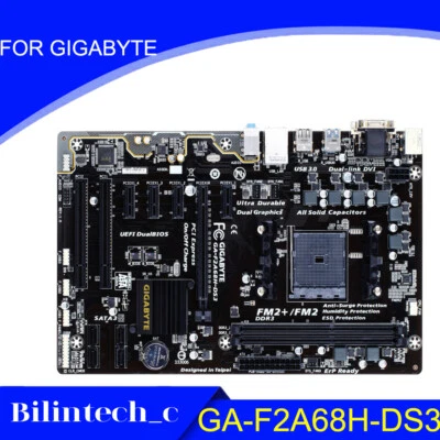 FOR GIGABYTE GA-F2A68H-DS3 AMD A68H FM2+ 64GB VGA+DVI Motherbroad Test ok - Image 1 of 4