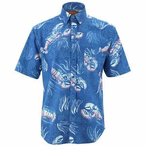 Regular Fit Short Sleeve Shirt Loud Originals Lobster Animals Sealife Blue - Picture 1 of 5