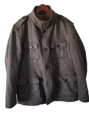 Boss Hugo Boss Wool Cashmere Blend Micro Stripe Rabbit Hair Lined Jacket 44R - Image 1 of 4